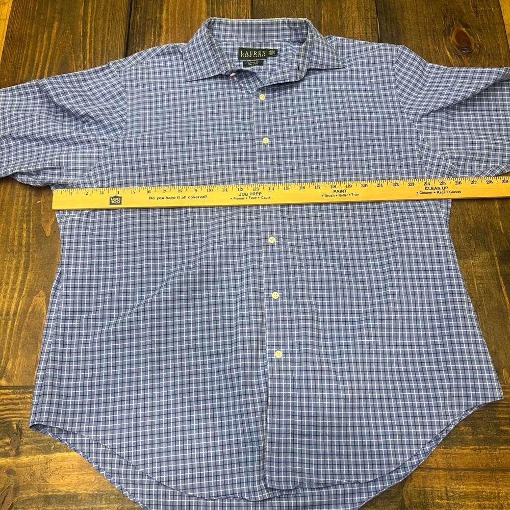 Lauren Ralph Lauren Men's Classic Fit Non Iron Blue Check Dress Shirt 17.5 34/35 - Picture 4 of 6